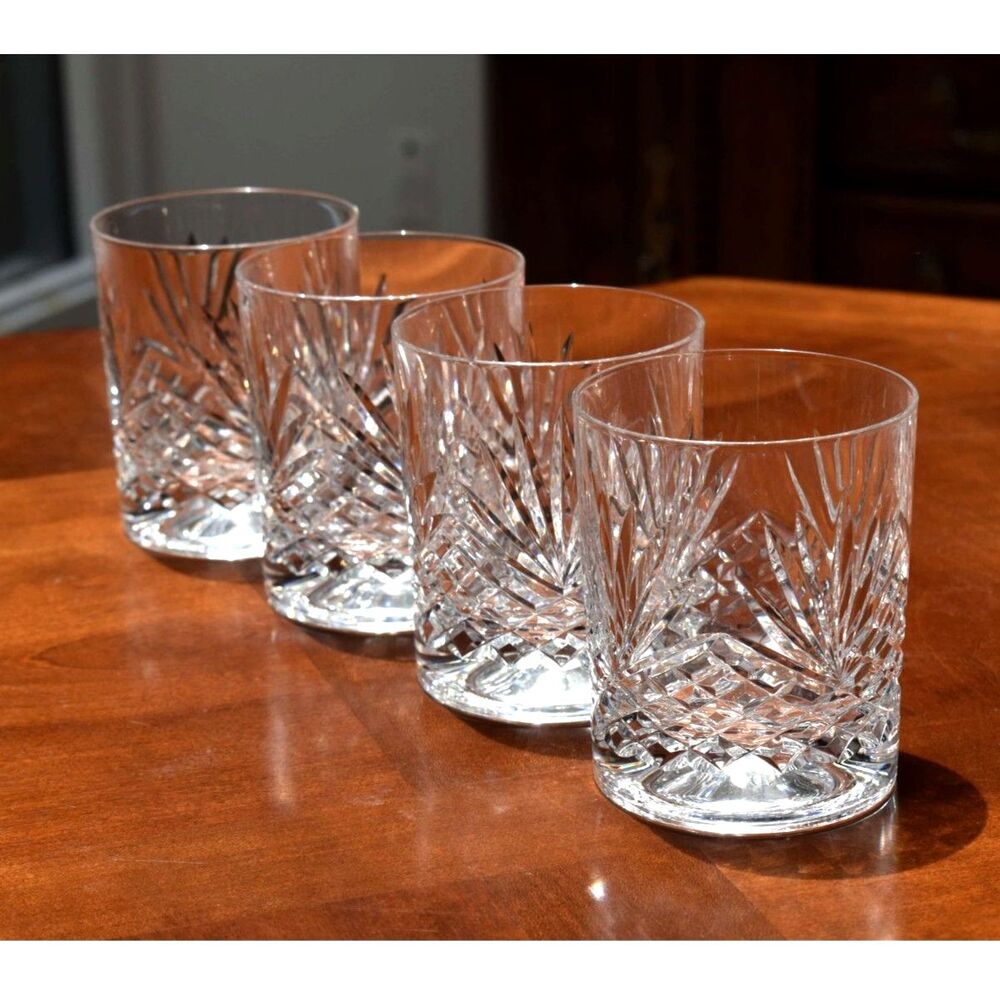 Cristal d'Arques Masquerade Style Cut Crystal Rocks Glasses Set of 4 France